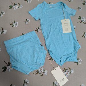 NWT Kyte Baby Short Sleeve Bodysuit & Bummies Set in Robin, 18-24 Months